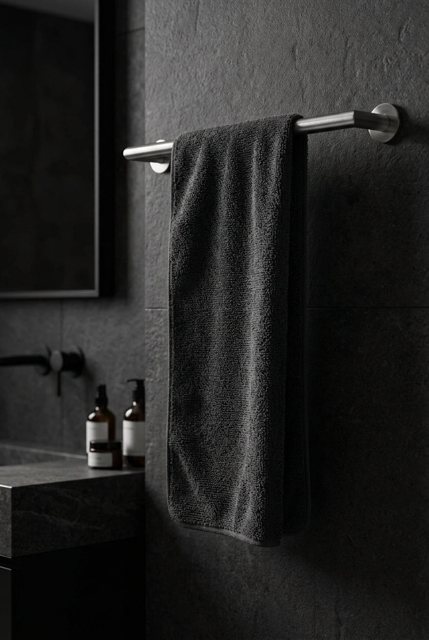 Serviette nettoyante microfibre noire rectangulaire pour homme