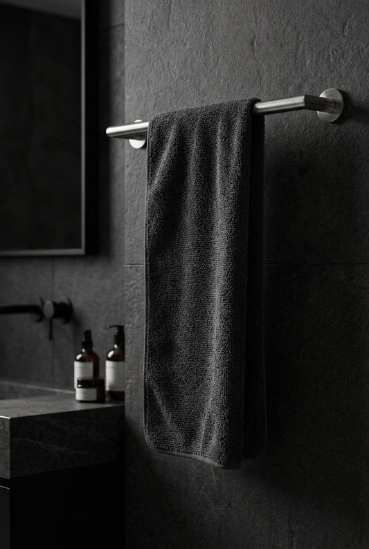 Serviette nettoyante microfibre noire rectangulaire pour homme