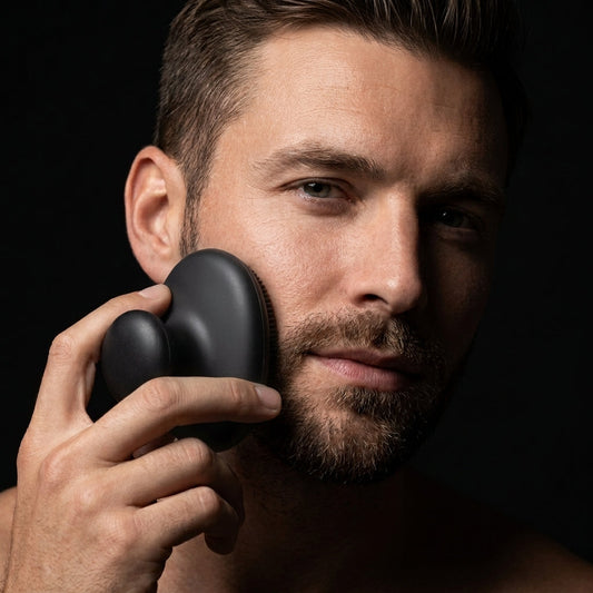 Brosse nettoyante silicone noire pour homme, vue de face