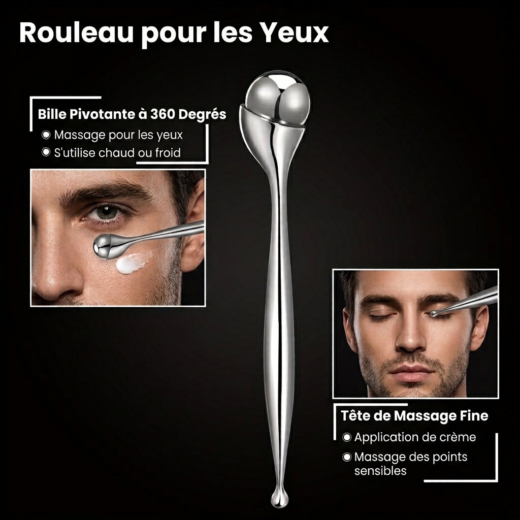 Rouleau de glace visage en acier inoxydable pour homme